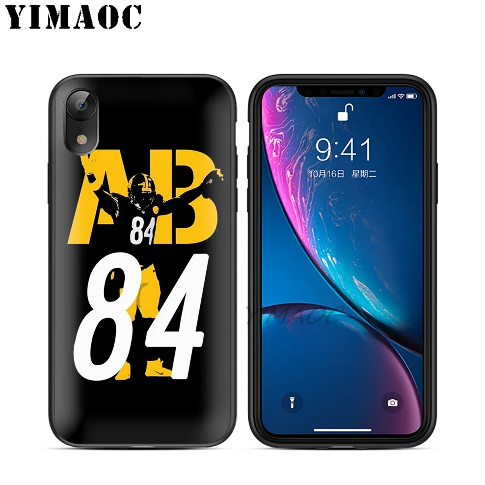 YIMAOC Antonio Brown AB84 Soft TPU Black Silicone Case for iPhone X or 10 8 7 6 6S Plus 5 5S SE Xr Xs Max |