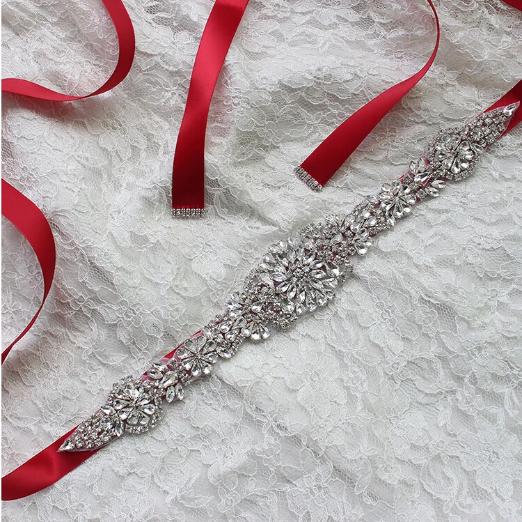 35*5 см Белый Кристалл Серебряная основа Цветочная аппликация со стразами пояс для