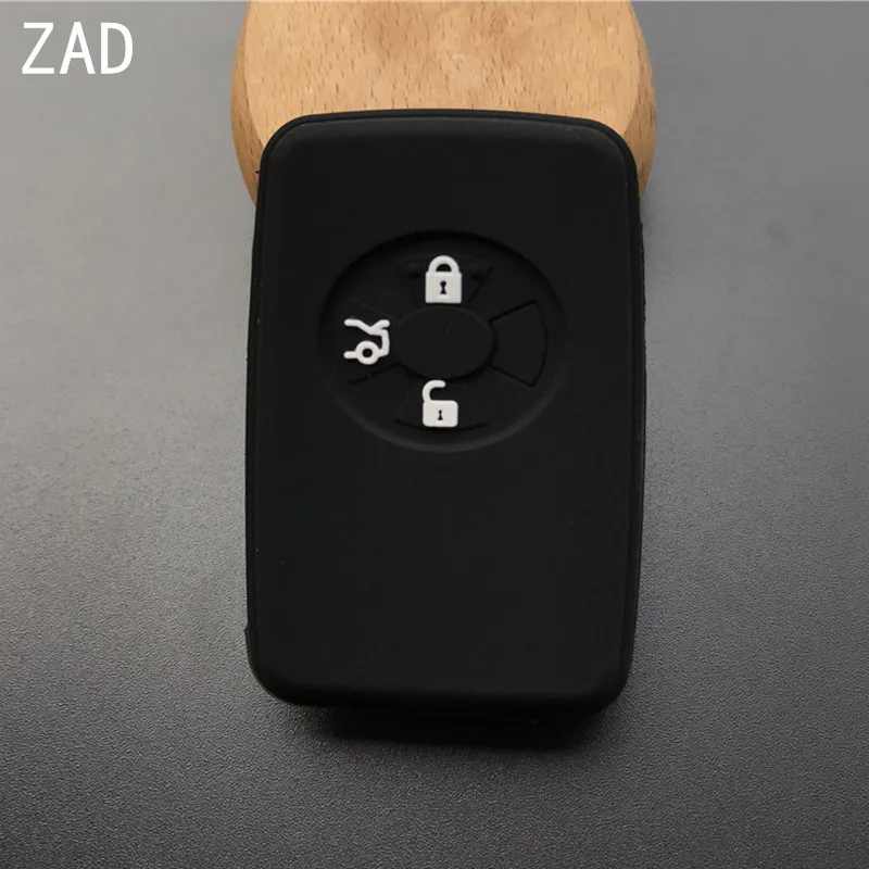 ZAD силиконовый автомобильный чехол для брелка с ключом для Toyota Corolla Yaris Mark X Hilux Vitz Rav4 Aqua Camry auris 3 кнопки резиновый держатель ключа - Название цвета: Черный