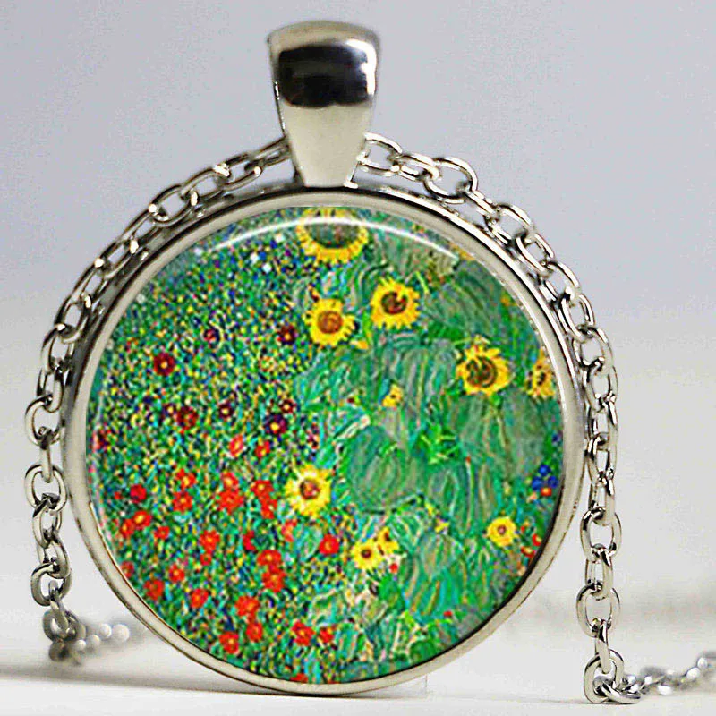 Круглый стеклянный кабошон Klimt's Farm Garden с подсолнухами 25 мм аксессуары для