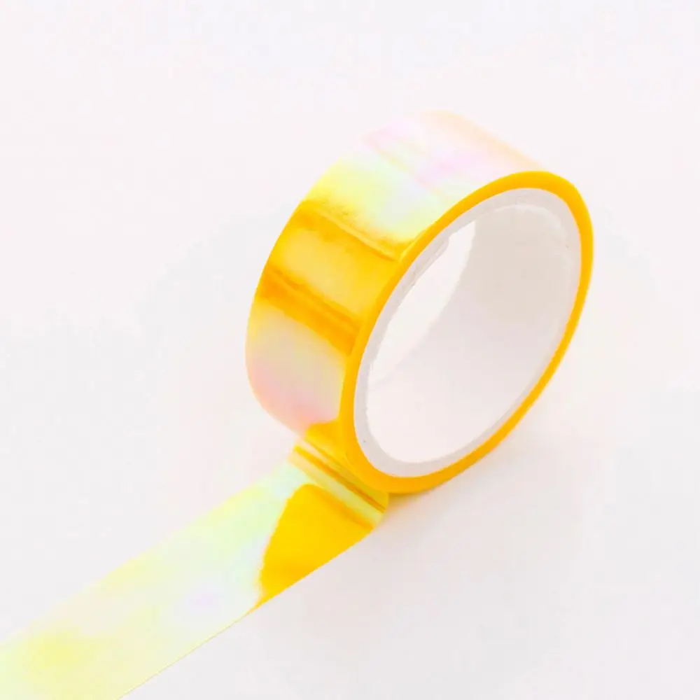 yellow 1 шт. модные радужные лазерные Васи клейкие ленты Скрапбукинг Декоративные школьные принадлежности для учащихся Канцтовары рукоделие изоляционная лента - Цвет: yellow