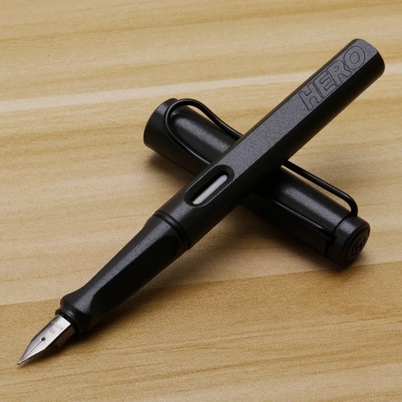 Matte Black Перьевая ручка Hero с чернилами Iridium F EF Kalem пластиковая коробка для письма Stylo Plume школьные офисные принадлежности стильные товары для рукоделия 359 - Цвет: Matte Black