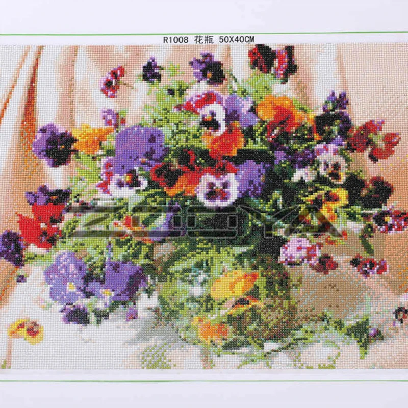 

ZOOYA Diamond Painting 3D DIY Round Full Diamond Embroidery Flowers Cat Diamond Mosaic Kit Needlework Pattern Rhinestones RF1362