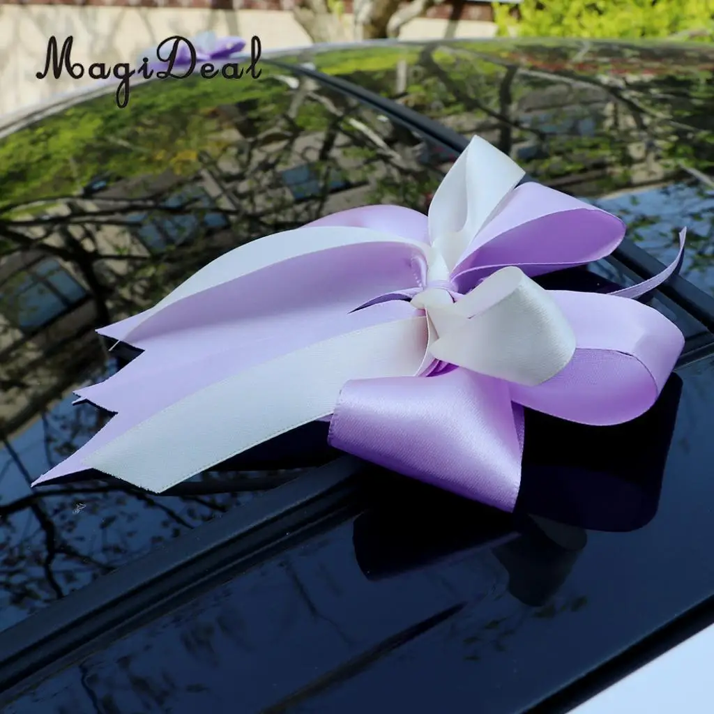 MagiDeal 12 шт. Свадебный автомобильный набор украшений DIY Шелковый цветок венок лента Набор бантов зеркало автомобиля Дверная ручка крыша Свадебный поставщик
