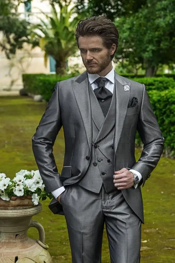 Mens Suits Groom Tuxedos Groomsmen Wedding Party Dinner Best Man Suits Blazer Custom Made (Jacket+Pants+Vest+Tie) NO:689
