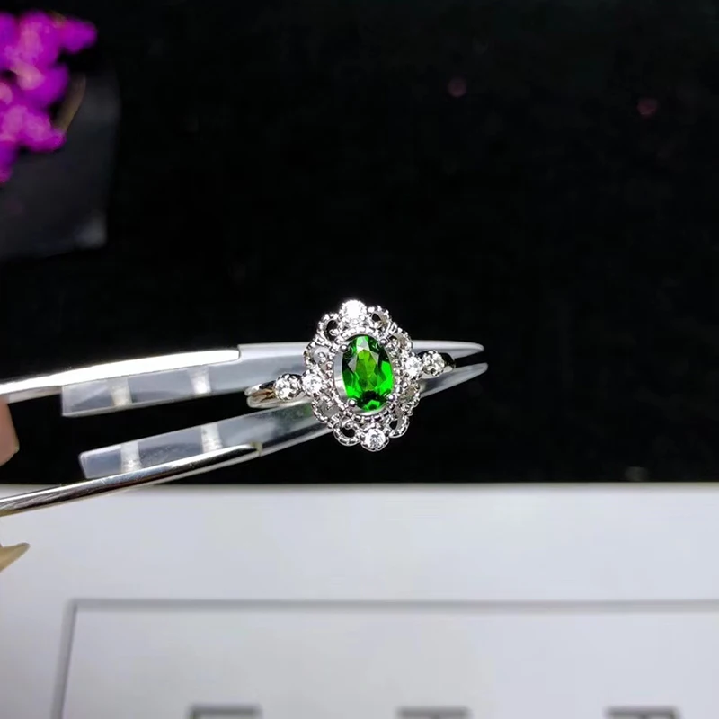 Винтажное серебряное кольцо из диопсида 925 пробы для вечеринки 100% настоящий
