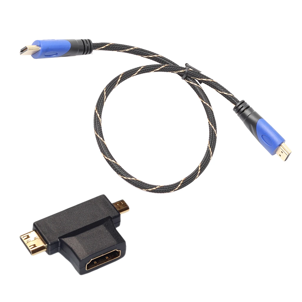 REXLIS 3 в 1 HDMI Наборы нейлоновая сетка тонкий плетеный кабель V1.4 + Micro &amp Mini конвертер