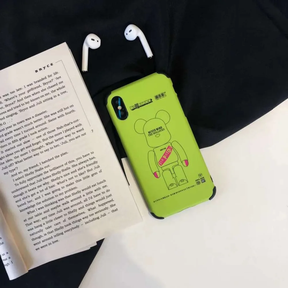 BearBrick четыре угла противоударный для iPhone X XS MAX XR 7 8 Plus 6 6S Мягкий чехол |