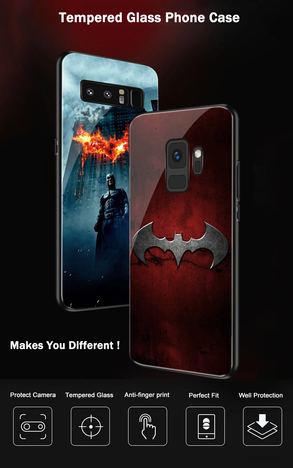 Для samsung Note 9 чехол Marvel Бэтмен Жесткий чехол на заднюю панель стекло для samsung Galaxy Note 8 9 10 S8 S9 Plus S10 plus S10 Lite