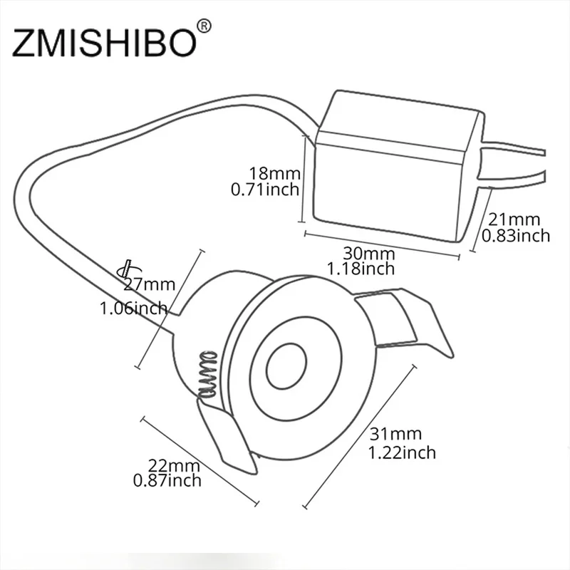 ZMISHIBO Downlights LED Mini plateado Punto 3W 27mm agujero frío/caliente/blanco natural 110V-220V LED lámpara empotrable de techo del punto