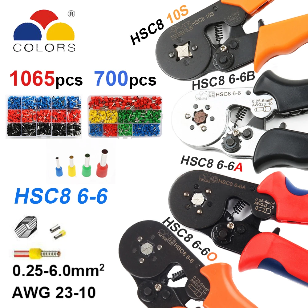 HSC8 0 25 6 мм2 23 10AWG обжимные плоскогубцы 6A Мини с круглым носом трубкой игольчатые