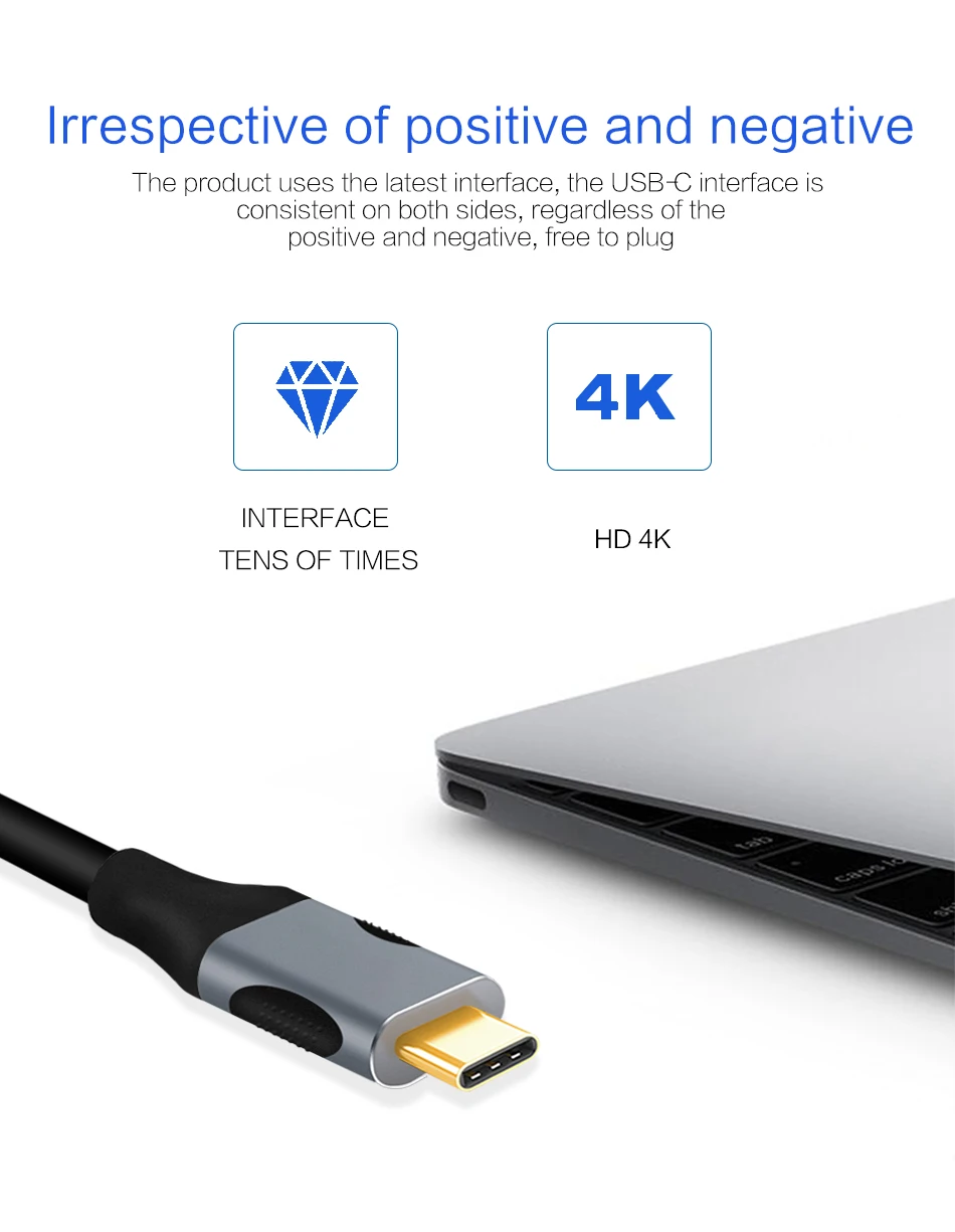 USB C к HDMI 4K кабель type C к HDMI USB-C Thunderbolt 3 для MacBook, ChromeBook, samsung S10/S9/S8+ huawei Mate20/10 Pro P20