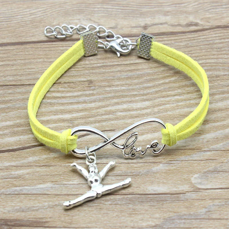 HLLZH Multi-colored Antique Silver Girl do Yoga Pendant Charm Bracelets Handmade Weave Leather For Women Men Jewelry | Украшения и