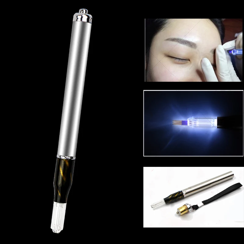 Microblading 3D Ручка со светодиодный светильник многофункциональное лезвие иглы ручная машинка для татуажа для перманентного макияжа татуаж бровей Munsu Tebori