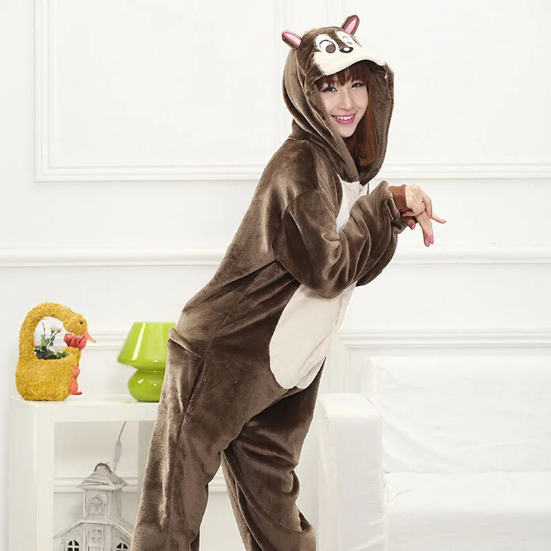 Белка пижамы кигуруми Onesie женский с принтом животных для костюмированной