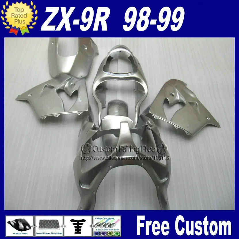 Серебряный корпус из АБС-пластика на заказ для Kawasaki fairgod1998 1999 ZX9R Ninja zx9r 98 99