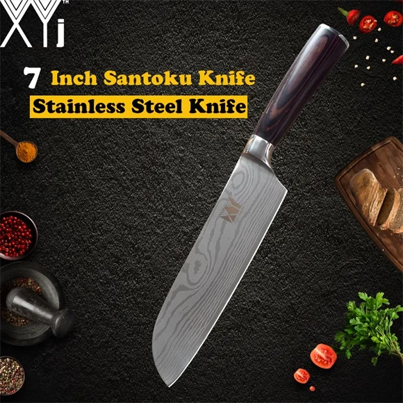 7inch Santoku knife XYj кухонные ножи из нержавеющей стали держатель ножа Стенд Блок Инструменты Новое поступление фрукты овощи мясо кухонная утварь аксессуары - Цвет: 7inch Santoku knife