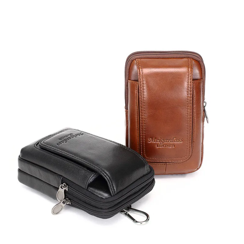 YIANG брендовая мужская модная поясная сумка из натуральной кожи Двойная Сумка