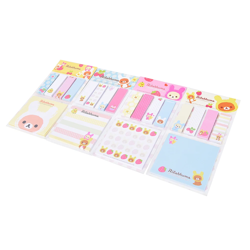 Korea Stationery Rilakkuma Cute Cartoon Bear Sticky Notes Post Memo Pad School Supplies Planner Stickers Paper Bookmarks | Канцтовары