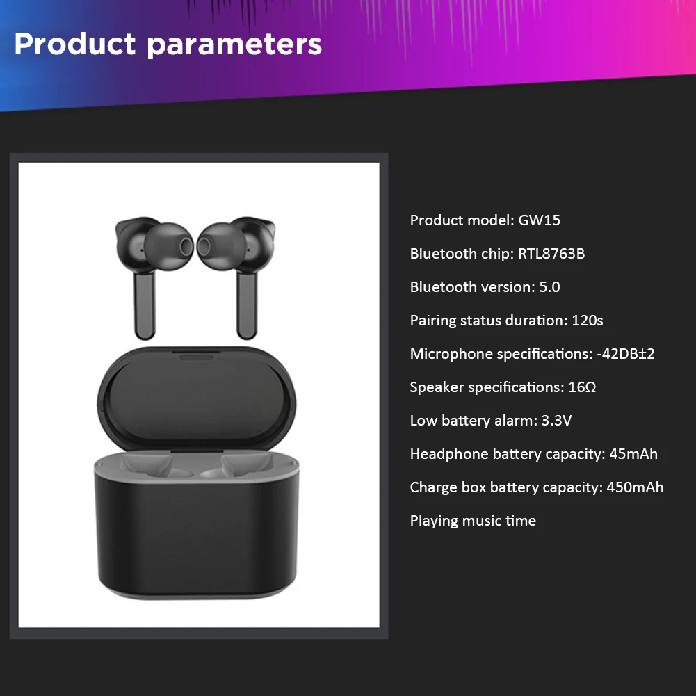GW15 Бизнес наушники-вкладыши TWS Bluetooth 5,0 наушники с зарядкой коробка для наушников True Беспроводной Наушники Hi-Fi наушники для iphone и Android