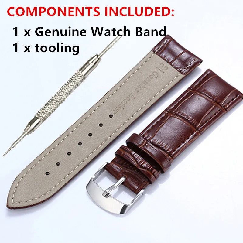 Высокое Качество Кожи ремешок для часов натуральная кожа 16 мм 18 20 22 Мужчины