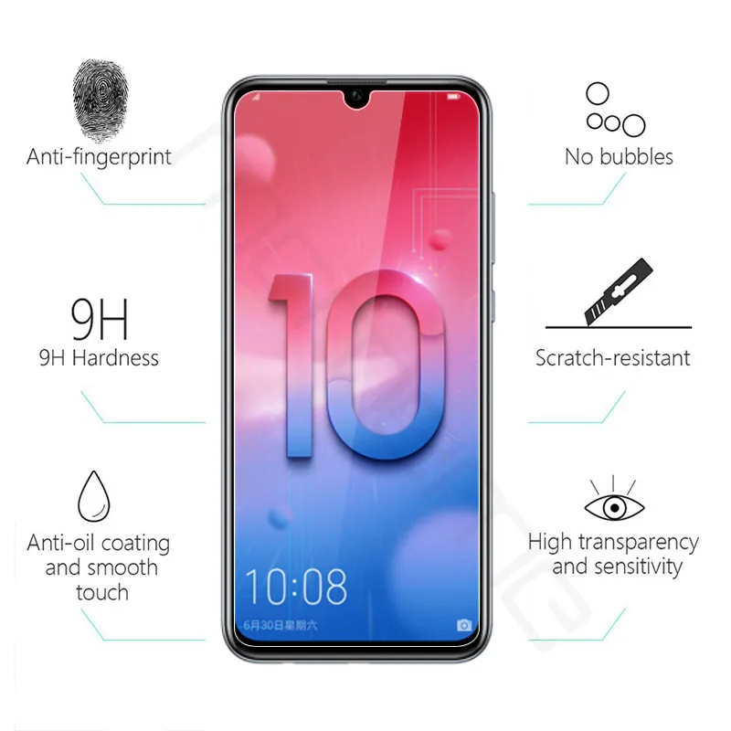 Huawei P Smart 2019 Enjoy 7S honor 10 lite Psamrt закаленное стекло 2.5D тонкая защитная пленка