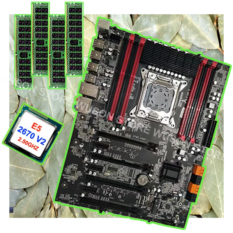Скидка материнская плата процессор RAM set hot brand Runing X79 Intel Xeon E5 2670 V2 SR1A7 2 5 GHz 4*16G 1866MHz DDR3