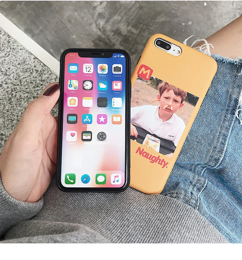 Креативные желтые французские чипсы для мальчиков применяют Apple xsmax мобильный