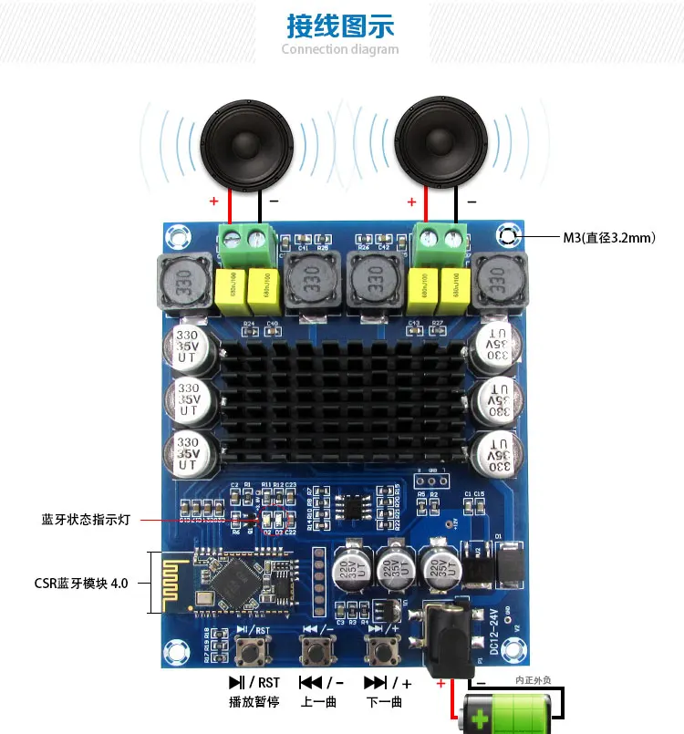 OTM548 bluetooth двойной трек 120 Вт Цифровой усилитель мощности плата TPA3116D2 bluetooth цифровой аудио усилитель плата