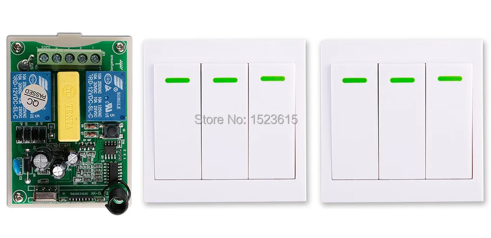 AC220V 2CH 10A Radio Controller Motor Positive &ampnegative RF Wireless Remote Control Switch Receiver + 2*wall Panel Sticky |