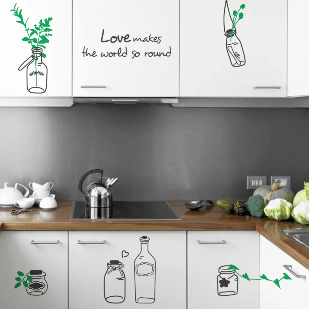 Красивая наклейка любовь в виде бутылки Дрифт зеленые ветки сделай сам домашний