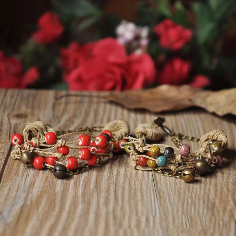 Браслеты с керамическими бусинами для мужчин и женщин бронзовые обручи на