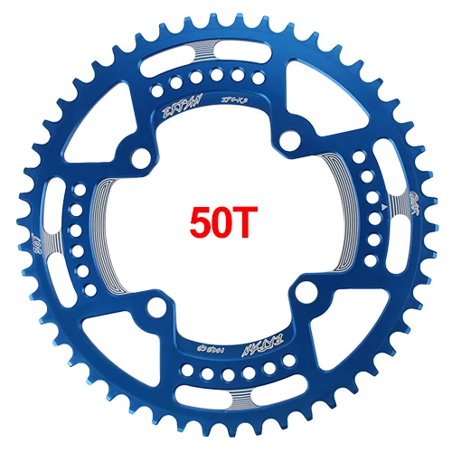 50T Round Blue EKFan 38 T/40 T/42 T/44 T/46 T/48 T/50 T/52 T узкая широкая круглая ведущая звездочка велосипеда 104BCD цепь 7075-T6 MTB велосипед круг шатунная пластина - Цвет: 50T Round Blue