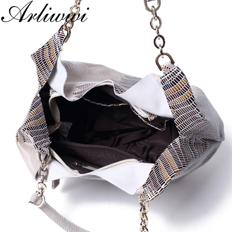 Arliwwi дизайнер Bolsas Feminina Змеиный принты блестящие высокое качество из натуральной