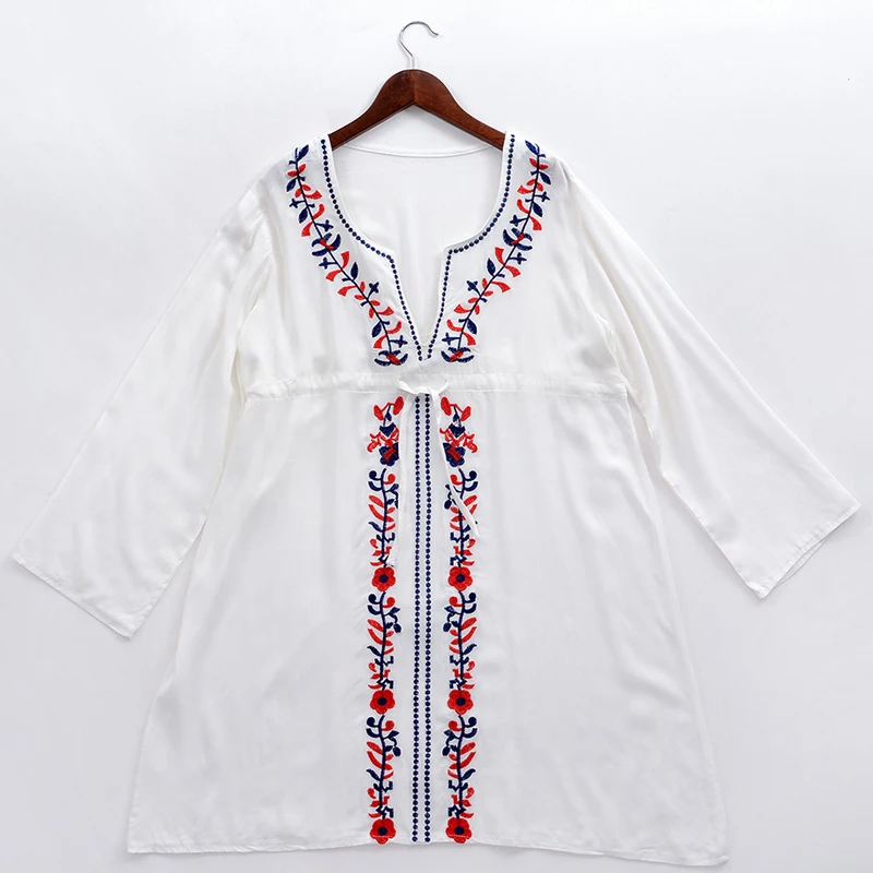 Новый Модный женский халат с вышивкой винтажный купальник женские туники