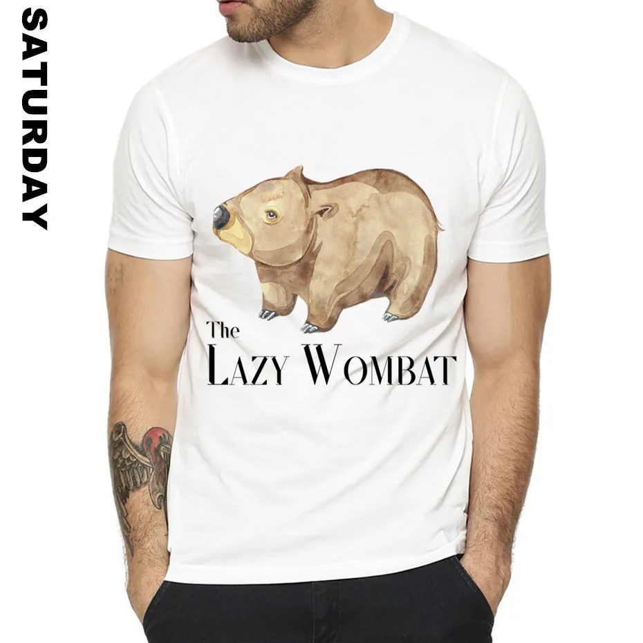 Wombat Lovely Design Funny T Shirt for Men and Women Unisex Comfortable Breathable Graphic Premium T-Shirt Men's Streewear | Мужская