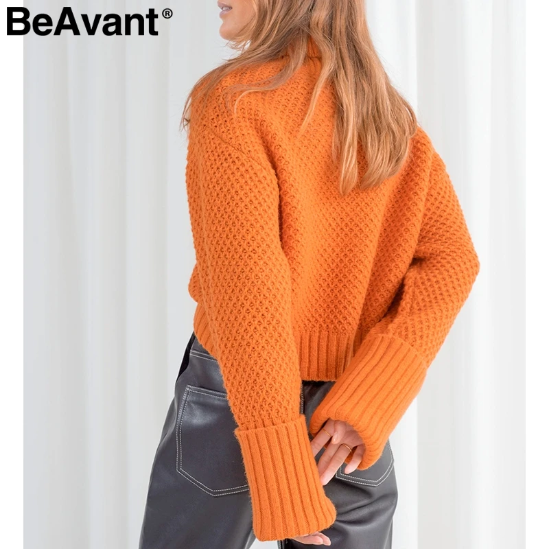 Женский винтажный свитер BeAvant вязаный с высоким воротом и широким длинным