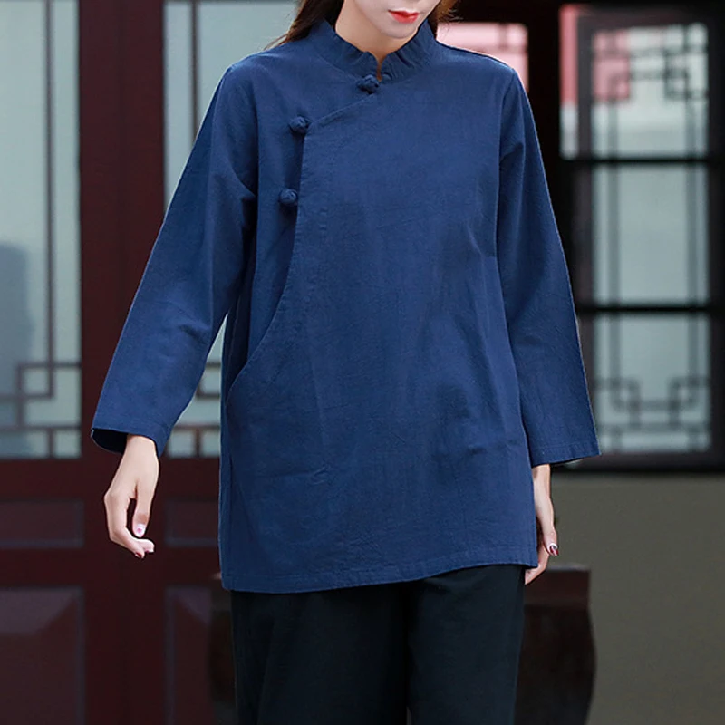 Китайская Женская Весенняя новая театральная хлопковая льняная рубашка с