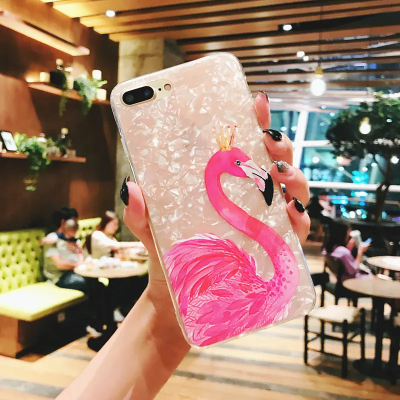 Мягкий чехол с изображением розового фламинго для iPhone 6, 6 S, 7, 8 X Plus, тонкий защитный бампер, чехол для iPhone 6S Plus, 7 Plus - Цвет: Red