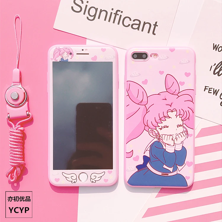 P20 pro Sailor Moon Case +Tempered Glass Screen film Pink girl case for Huawei Nova2S/3/3E/P20/P10/P10plus/mate9/10 Back Cover |