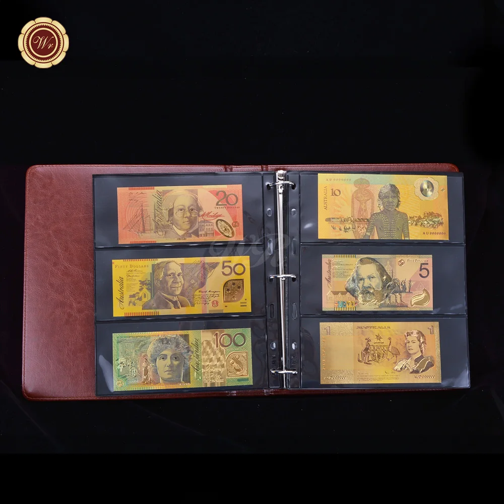 24 К позолоченный мир красочные банкноты альбом кожаный фотоальбом страна золото