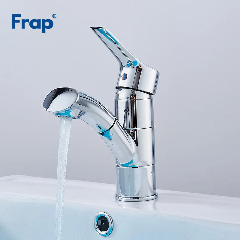 

Frap 360 Degree Rotatable Faucet Hot and Cold Water Mixer Tap Pull out Faucets Chrome Bathroom Basin Faucets Tools Crane Y10113