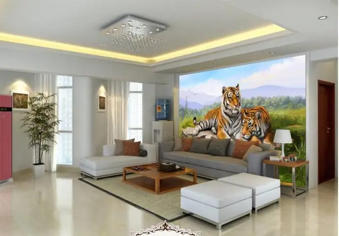 

3d wallpaper custom mural non-woven 3d room wall sticker 3d Two tigers forest landscape painting photo 3d wall murals wallpaper