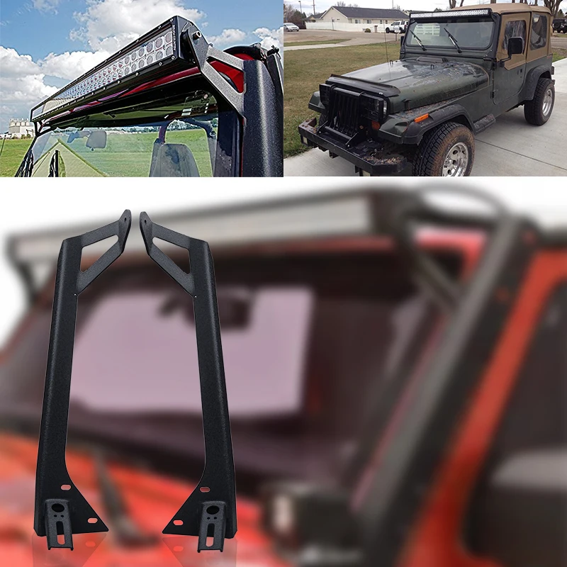 Лобовое стекло на крыше монтажный кронштейн для Jeep Wrangler YJ 1987-1995 Сталь скобы подходят для 50 дюймов прямые светодиодный светильник бар крепления