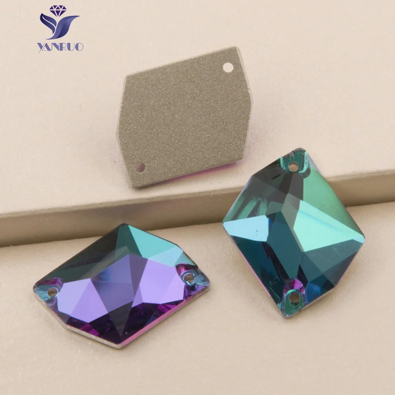 YANRUO 3265 космическое Изумрудное стекло пришитые кристаллы стразы с плоской задней