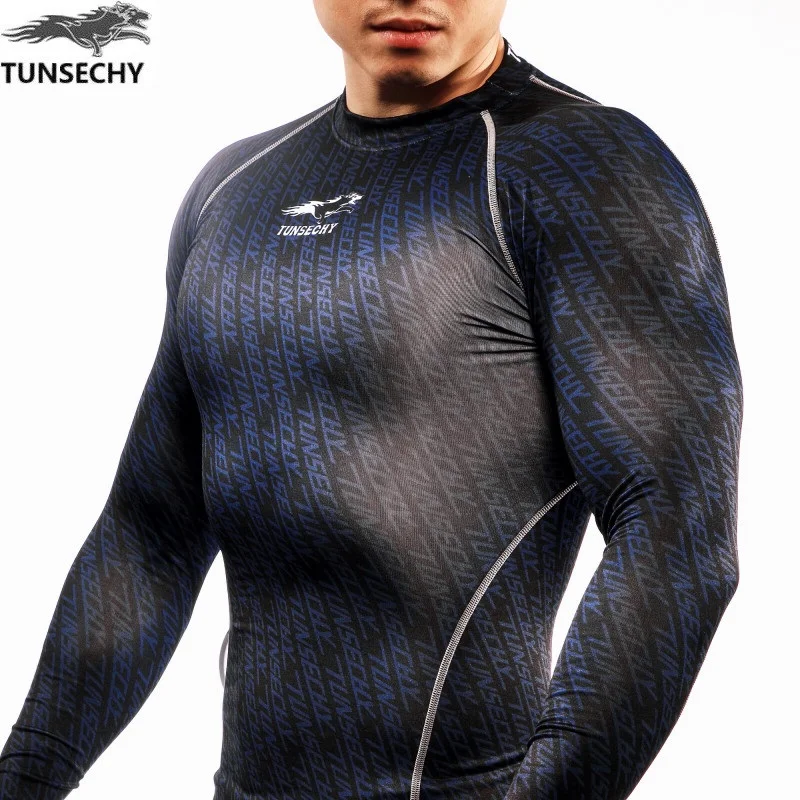 _ 2019 новые мужские компрессионные футболки с длинным рукавом для фитнеса базовый