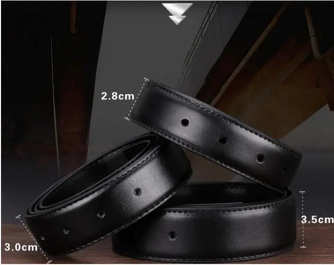 Мужской ремень без головы кожаный пряжки с пряжкой 140 см черный|leather belts without