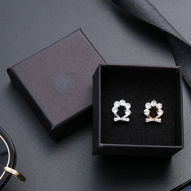 MADALENA SARARA  100pcs/lot 5X5cm Jewelry Box Kraft Paper Box Black Color Multi Sizes For Earrings Bracelet Storage Gift Box