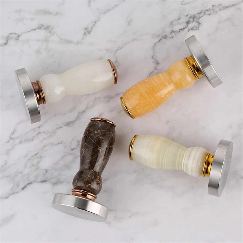 

58mm Coffee Tamper 304 Stainless Steel Marble Handle Flat Base Coffee Powder Hammer Espresso Coffee Machines Coffee Accessories