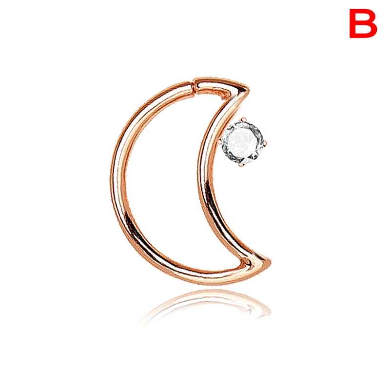 1PCS Moon Nose Ring Silver Rose Gold Hoop Septum Medical Titanium Body Clip For Women Piercing Jewelry Gift | Украшения и